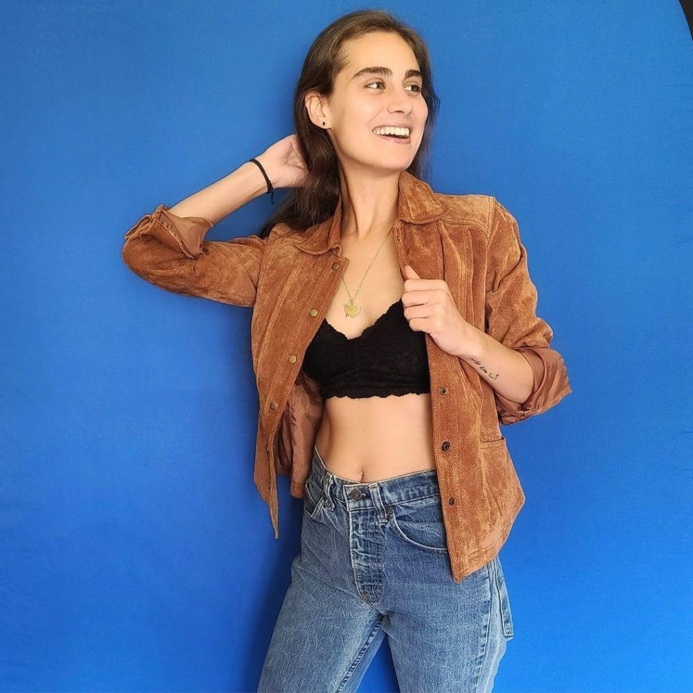 Vintage Women’s  Brown Orange Leather Jacket